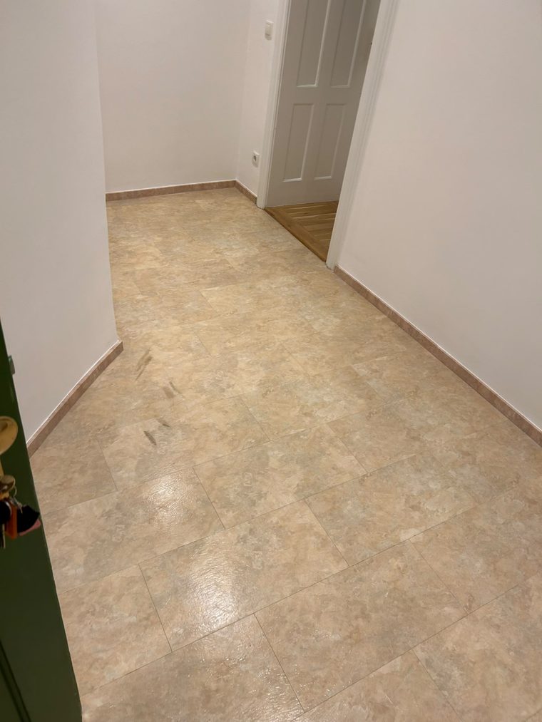 Leergeräumter Vorraum mit Vinylboden in Steinoptik