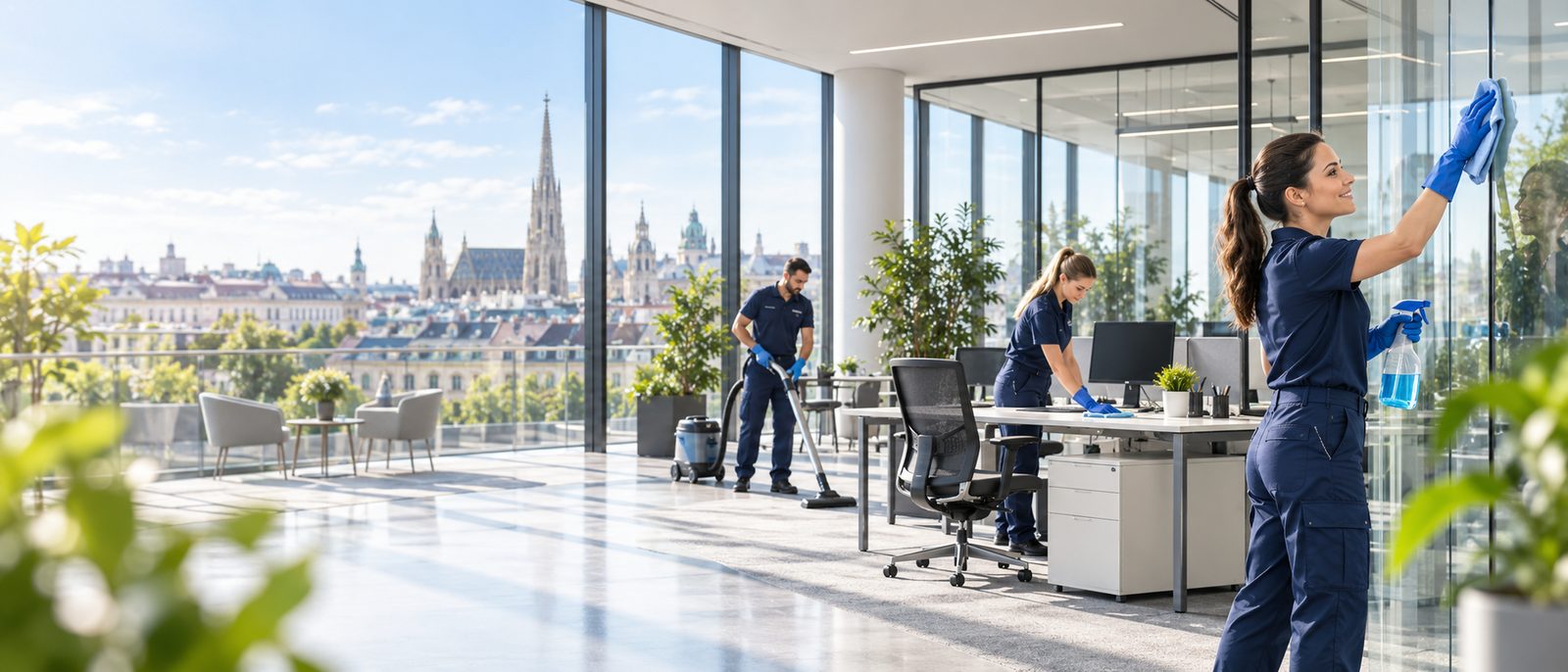 KI-generiertes Symbolbild: Büroreinigung in einem Wiener Büro